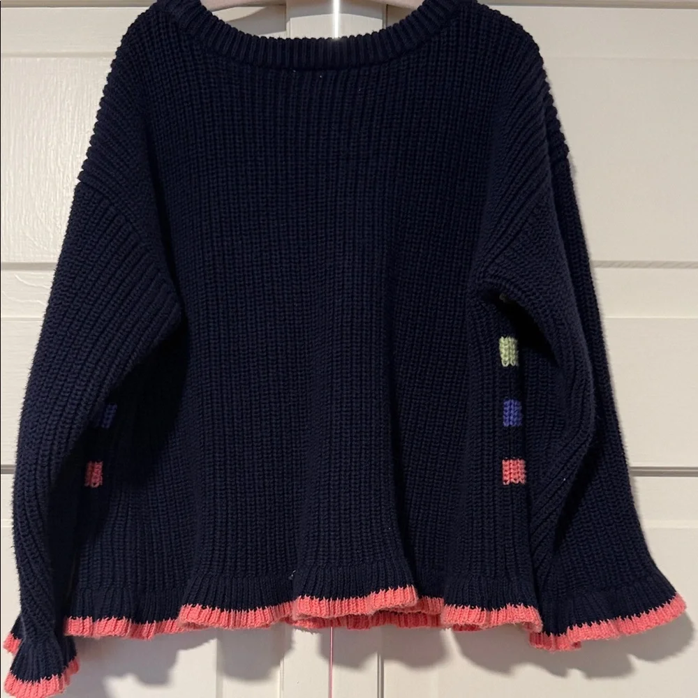 Gap Baby Striped Navy Crewneck Sweater with Multicolor Bands 100% cotton 3T